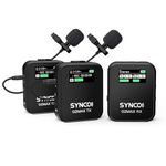 SYNCO Wireless Lavalier Microphone, G2(A2) MAX 2.4G Lapel Mic Dual Transmitter 24 Hours Recording 492FT 8GB Storage for Online Class Vlog Stream YouTube for Camera DSLR Smartphone