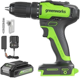 Greenworks 24V Brushless Cordless Drill Kit, 310 in./lbs, 18+1 Position Clutch, 1/2 '' Keyless Chuck, Variable Speed, Battery With 2A Charger, LED Light