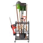 Mythinglogic Garden Yard Tool Organizer for Garage with Wheels, Yard Tool Racks Garage Organizers and Storage,Tool Holder for Garage Yard Shed, Garden Tool Stand