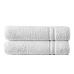 Towelogy® Luxury Hotel & Spa Bath Towels 100% Cotton 550 GSM Highly Absorbent & Quick Dry For Daily Use Bathroom Shower White 70cmx135cm (2 Bath Towels)