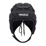 WOSAWE Goalkeeper Helmet Padded Rugby Protective Headgear Adjustable Head Guard Gear for Soccer Football Skateboard Roller Skating (Black L)