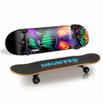 Jaspo Experts 26" x 7.5" Canadian Maple Premium Skateboard for Junior Riders with Fibre Trucks and PU Wheels (-(Black))