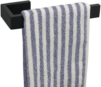 TocTen Hand Towel Holder/Towel Ring - Thicken SUS304 Stainless Steel Bathroom Hand Towel Hanger, 9 Inch Heavy Duty Wall Mounted Towel Rack, Square Hand Towel Bar for Bathroom Hardware (Black, 9 in)