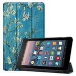 SATURCASE Case for Amazon Fire 7 2019 Released (9th Generation), Beautiful PU Leather Flip Foldable Folio Stand Protective Tablet Cover with Auto Sleep/Wake Function (KN-6)