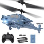 Jack Royal Remote Control Helicopter for Kids Altitude Hold 2.4GHz RC Helicopters with Gyro for Beginner Toys Indoor Flying with 3.5 Channel LED Light Multi Color (Military Fighter)