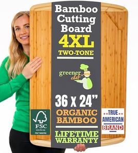 FSC® Certified 36 x 24 Inch Extra Large Bamboo Cutting Board with Lifetime Replacements – 4XL Butcher Block, Oversized Carving & Charcuterie Board, Stovetop Cover for Kitchen Counter Space