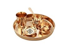 Yadav Craft Bronze Dinner Thali Set - 6 Pieces, Gold