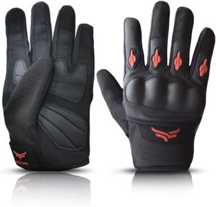 XTRIM Protekt - Universal Bike Riding Gloves for Men (XLarge) Sloping Finger Knuckles, Bike Accessories, Touchscreen Compatible Fingertips, Suede Padding, Gloves for Protection, Washable (Black & Red)