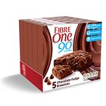 Fibre One 90 Calorie Chocolate Fudge High Fibre Brownies 5 x 24g (Pack of 5, total 25 Squares)