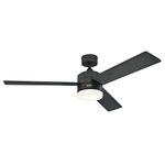 Westinghouse 7205900 Alta Vista 52-inch Matte Black Indoor Ceiling Fan, Dimmable LED Light Kit with Opal Frosted Glass