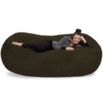 Sofa Sack Bean Bag Lounger - Plush Bean Bag Sofas with Super Soft Microsuede Cover - XL Memory Foam Stuffed Lounger Chairs for Kids, Adults, Couples - Jumbo Bean Bag Chair Furniture - Olive 7.5'