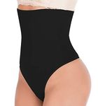 SAYFUT 328 Women Waist Cincher Girdle Tummy Slimmer Sexy Thong Panty Shapewear, Black, Medium-Large