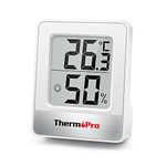 ThermoPro TP-49 Hygrometer, Thermometer, Hygrometer, Indoor, Large Screen, Compact, Face Marks, Wall Hanging, Tabletop Stand, Magnet