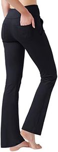 Haining Women's High Waisted Boot Cut Yoga Pants 4 Pockets Workout Pants Tummy Control Women Bootleg Work Pants Dress Pants, Black, X-Large