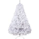 9FT 2,300 Tips Artificial Christmas Pine Tree Fake Xmas Spruce Trees Holiday Decoration with Metal Stand Easy Assembly for Outdoor and Indoor Decor White