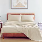 LANE LINEN 100% Organic Cotton King Bed Sheet Set | Breathable & Wrinkle-Free Fabric | Eco-Friendly & Sustainable | 1 Flat Sheet with 2 Pillowcases, Luxury Bedding Set (Ivory,King)