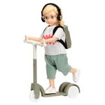 Lundby Dolls for Girls and Boys — Doll + Scooter + Backpack + Headphones + Glasses — Dolls House Accessories — Dollhouse Furniture — Mini Dolls Age 3+ 1:18