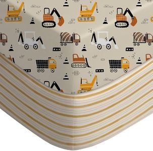 Yoofoss 2-Pack Baby Crib Sheets for Boys Girls 52x28 (Brown+Stripe)
