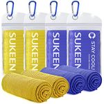 Sukeen Cooling Towel, Cooling Towels for Neck and Face, Quick Dry Sport Camping Cooling Towels, 40"x12" Cold Towel for Hot Weather (2*Yellow/2*Dark Blue)