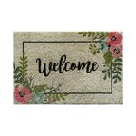 ATMAH Garden Themed Coir Rectangular Door Mats (Multicolour, Coir, 40Cm X 60Cm) (Welcome Flower)