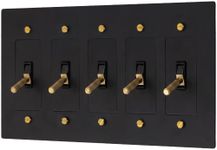 Residence Supply Brass Toggle Light Switch - 120 VAC - Retro Light Switch Cover Plate - Polished Antique Brass Wall Plate with Solid Lever - Decorative Light Switch for Historical Homes - UL Listed