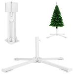 GKanMore Artificial Christmas Tree Base Stand 4-Tripods Foldable Metal Base Stand Holder for Artificial Xmas Tree, White