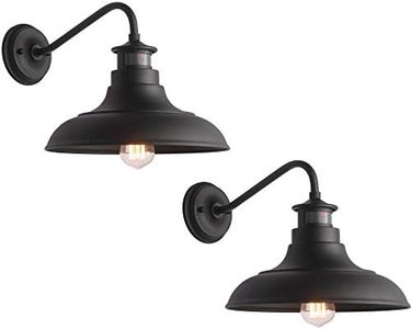 Untrammelife Gooseneck Wall Sconce Barn Lights, 2-Packs Textured Black Farmhouse Outdoor Wall Lights Dusk to Dawn Motion Sensor for House Deck Porch Patio, 10.5''x12.25'' (Bulbs Included)