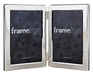 Frametigo Silver Plated Flat Edge Double Photo Frame - Fits Photo Size 4"x6" (10x15cm)