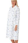 Marlon Womens Candace Brushed Cotton Printed Peter Pan Collar Nightgown, Tilly Blue, 20-22