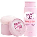 Happy Curves Comfort Powder: Talc Free Anti Chafe Body & Foot Powder Deodorant to Control Underboob Sweat, Butt Sweat, and Inner Thigh Chafing For Women (Tropical with Puff)