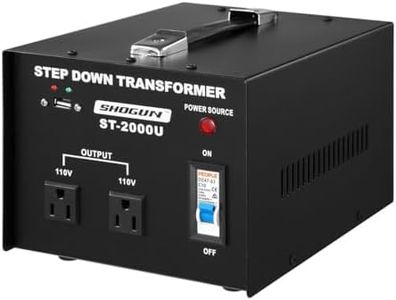 SHOGUN 240V-110V Step Down Transformer 2000W Stepdown Electric Voltage Converter AU to US with 2 AC Output Sockets 5V USB Port