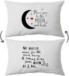 I Love You to The Moon and Back Reversible Throw Pillow Case,12 x 20 inch Home Decor Cushion Cover,Long Distance Relationship Gifts,Love Wedding Day, Going Away Couples Gifts (White)