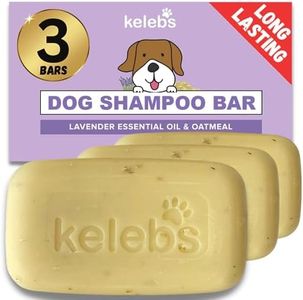 Kelebs Dog Shampoo | Allergies and itching | Dog Shampoo for Sensitive Skin | All Natural Dog Soap Bar with Lavender Oil & Oatmeal | No Plastic Vegan | 3PCS