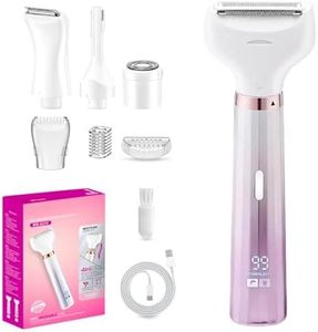 Epilateur Electrique Femme, 4 en 1 Rasoir Tondeuse Intime pour Femme, Tondeuse Bikini Électrique Sans Fil avec Affichage LED de Batterie, Pour la Sourcils Visage, Bras, Jambes, Aisselles, Bikini