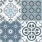 WallPops FP2951 Leyton Peel & Stick Floor Tiles, Blue, 12 x 12 inches