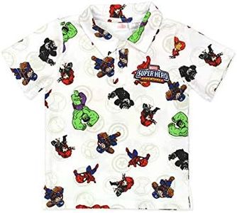 Marvel Super Hero Adventures Toddler Boys Polo Collared Shirt (2T, White/Multi)