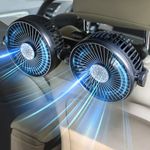 Car Fans,12V/24V Electric Cooling Fan, Headrest 360 Degree Rotatable Dual Head Rear Seat Air Fan for Sedan SUV RV Boat