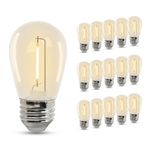 BESLAM S14 1W LED Filament Bulbs, 2200K Warm White Plastic Edison Bulb Equivalent to 20W, 130LM E27 Base for Waterproof Outdoor String Lights Bulb Replacement, 15 Pack