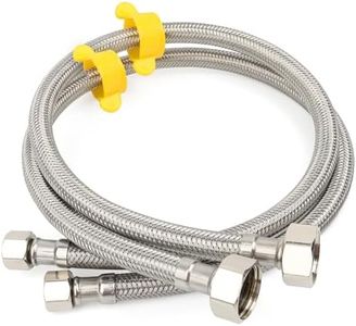 Klabb F12 24 inches Line Connects Kitchen Sink to Water Supply, Braided Faucet Connector with 1/2 in x 3/8 in Brass Nut, Stainless Steel (Pack of 2), 2 Count