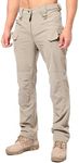 Donason Men's Cargo Pants,Lightweight Water Resistant Ripstop Hiking Pants with 10 Pockets Work Pants for Travel Fishing Khaki