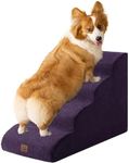 EHEYCIGA Curved Dog Stairs for High Beds 19.7" H, 4-Step Dog Steps for Small Dogs and Cats, Pet Stairs for High Bed Climbing, Non-Slip Balanced Pet Step Indoor, Purple