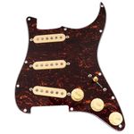 Musiclily Pro Pre-wired Standard SSS Pickguard with Artec Pickups Staggered Alnico 5 Magnet Single Coil Pickups for ST Style Electric Guitar, 4ply Red Tortoise