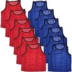 BlueDot Trading 12 Adult Soccer Training Vests/Pinnies- Red & Blue, Red/Blue