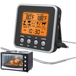 HASTHIP Plastic Food Thermometer Meat Thermometer With 39'' Temperature Probe, Lcd Backlight Food Grill Thermometer With 7 Preset Temperatures & Timer For Baking, Grilling, Cooking (Without Battery)