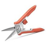 FLORA GUARD Micro-Tip Pruning Snip, 6.5 Inch Secateurs with Soft-Touch Handle, Pruning Shears, Stainless Steel (Orange)