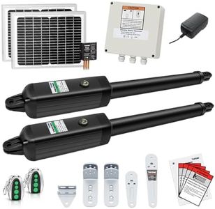 TOPENS AD5S Automatic Gate Opener Kit Medium Duty Solar Dual Gate Operator for Dual Swing Gates Up to 16 Feet or Max 550 Pounds Gate Motor Solar Panel