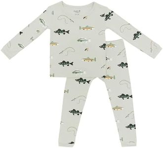 KYTE BABY Toddler Pajama Set - Pjs for Toddlers Made of Soft Rayon Made From Bamboo (Fishing, 10)