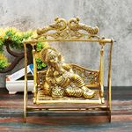 Nexplora Industries Pvt. Ltd. Metal Ganesh on Jhula Idol Ganesha Swing Jhoola, Height 26 cm, Gold Antique, 1 Piece