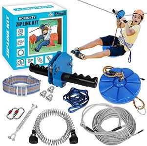 Zip line Kits for Backyard 150FT - Zip Lines for Kids and Adult Up to 330 lb with Ziplines Spring Brake & Belt & Zip line Trolley & Seat for Outdoor Playground Entertainment Equipment