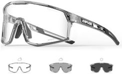 KAPVOE Photochromic Cycling Glasses Men Mountain Bike Sunglasses Women Clear MTB Sports Goggles Transition Bicycle Glasses Triathlon Running UV Protection Dark Gray